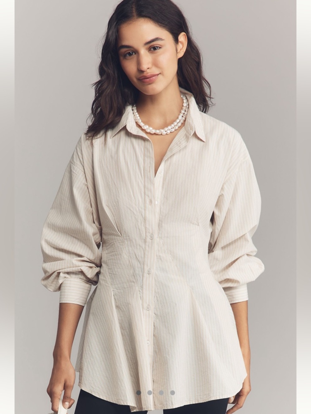 Maeve Long-Sleeve Waisted Buttondown shirt
